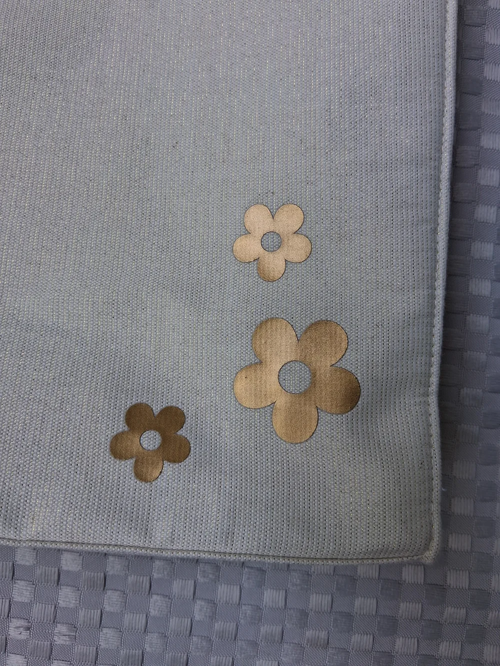 Marc Jacobs Cream Canvas Tote with Gold Flower Accents